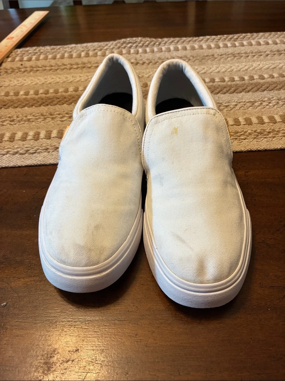 Nike White Canvas Court Royale Slip-On Loafers with Black Swoosh